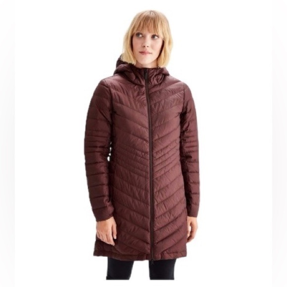 Lole Jackets & Blazers - [BNWOT] Lolë Long Lightweight Down Puffer Shell Jacket Burgundy - Size XS